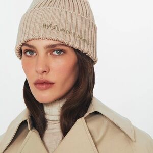 Ruslan Baginskiy RB Beanie Wool Hat Beige Color with Logo